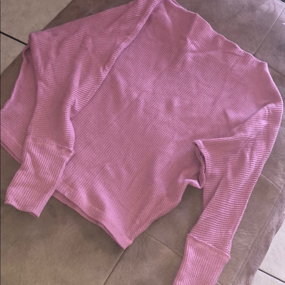 Off the shoulder pink shirt
